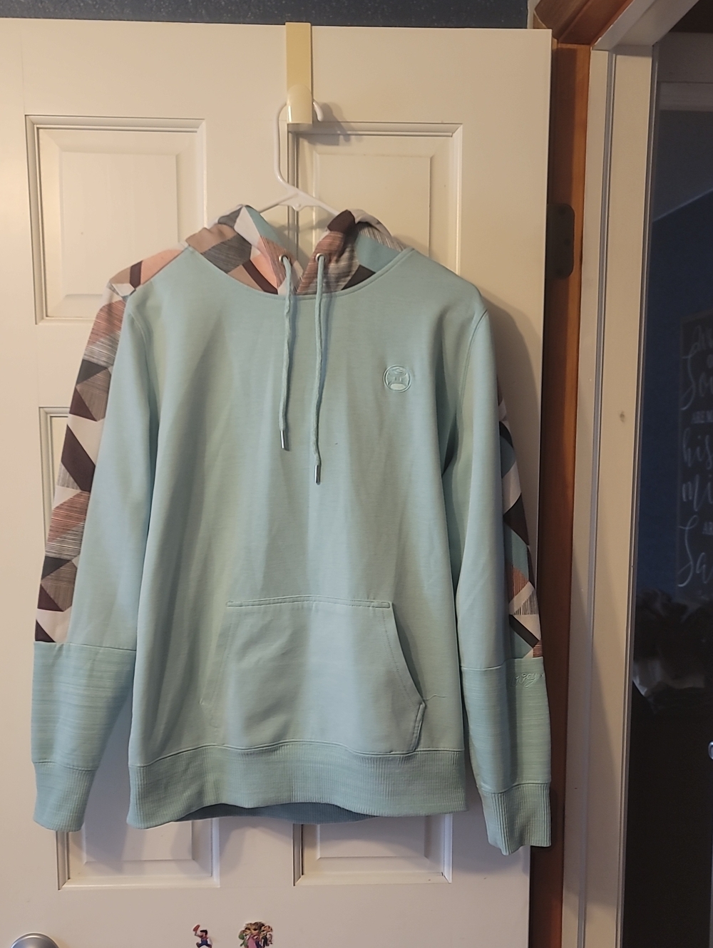 Hooey Light Blue Hoodie with Geometric Trim